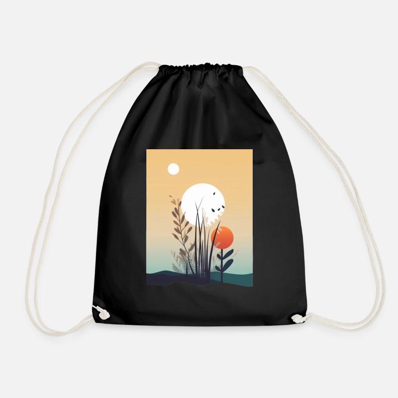 Minimalist Summer - Drawstring Bag - black