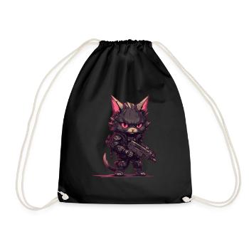 Cat Biker dans le style de Post Apocalyptic - Sac de sport léger - noir - Devant