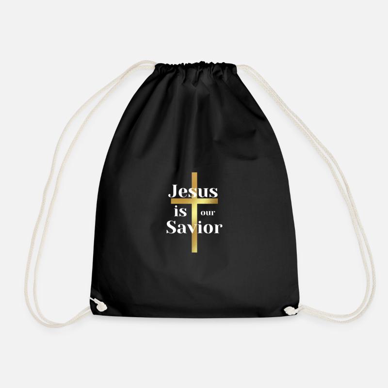 Jesus ist unser Retter - Turnbeutel - Schwarz