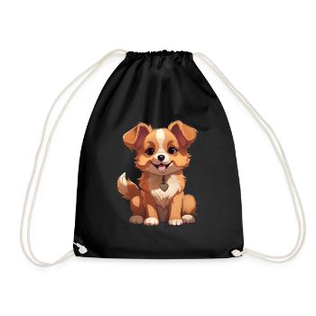 Chibi Dog - Drawstring Bag - black - Front