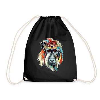 Folu the mandrill - Drawstring Bag - black - Front