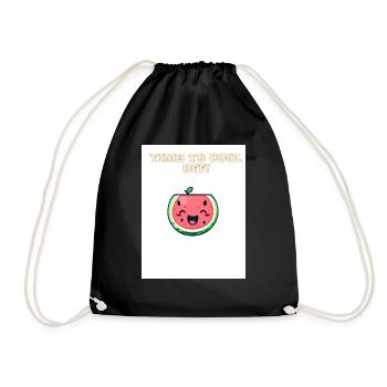 Kawaii watermelon - Drawstring Bag - black - Front