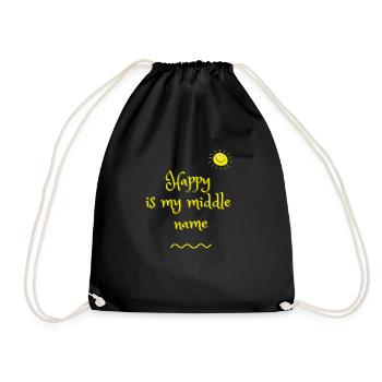 Happy is my middle name - Drawstring Bag - black - Front