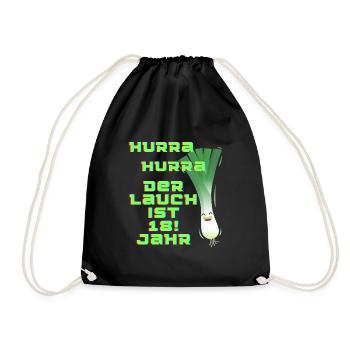 Hurra Hurra der Lauch is 18! Jahr Geburtstag - Turnbeutel - Schwarz - Vorne