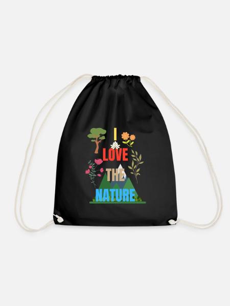 I LOVE THE NATURE - Drawstring Bag - black