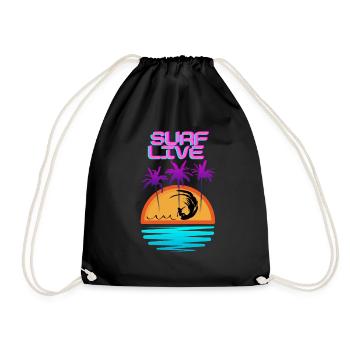 Surf Live - Drawstring Bag - black - Front