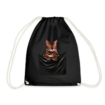 Bengal Cat, Love Bengal Cats - Drawstring Bag - black - Front