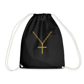 Cross chain - Drawstring Bag - black - Front