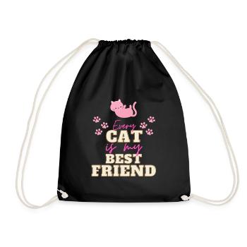 Katzen Katzenfreund shirt - Turnbeutel - Schwarz - Vorne