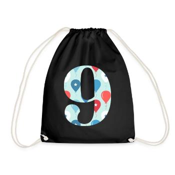 9th anniversary balloon - Drawstring Bag - black - Front