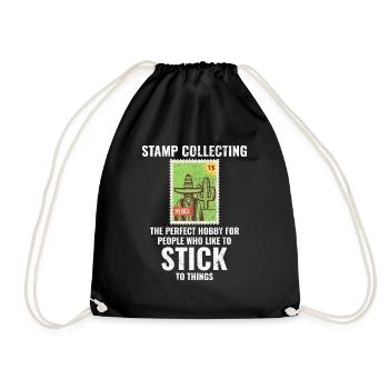 Stamp Collecting Collector Philatelist - Drawstring Bag - black - Front
