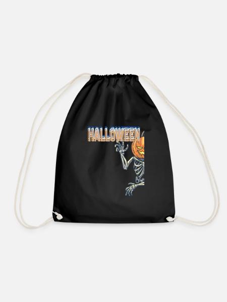 Spooky Pumpkin Skeleton - Turnbeutel - Schwarz