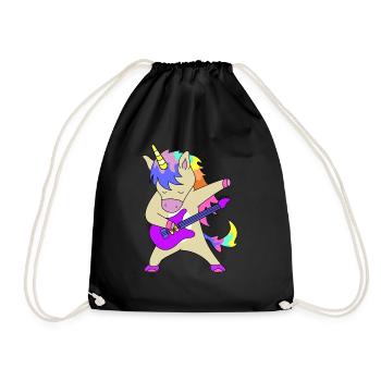 Einhorn mit Gitarre | lustige Bilder, Konzert - Turnbeutel - Schwarz - Vorne