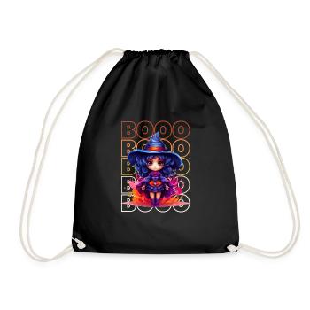 Chibi Brew & Booo! Adorable Witch Tee! - Drawstring Bag - black - Front