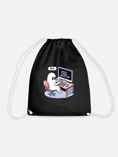 GHOST TYPING DETECTED! -Boo! - Drawstring Bag - black