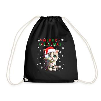 Christmas Cat - Drawstring Bag - black - Front