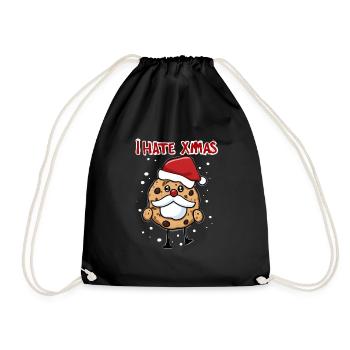 Ich hasse Weihnachten Lustiger Keks Cookie Advent - Turnbeutel - Schwarz - Vorne