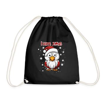 Ich hasse Weihnachten Lustiger Vogel Taube - Turnbeutel - Schwarz - Vorne