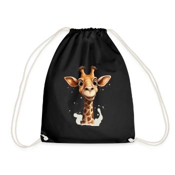 verrückte Giraffe - Turnbeutel - Schwarz - Vorne