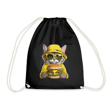 chat au chapeau jaune - Sac de sport léger - noir - Devant