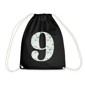 9th Floral Anniversary - Drawstring Bag - black - Front