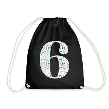 6th Floral Anniversary - Drawstring Bag - black - Front