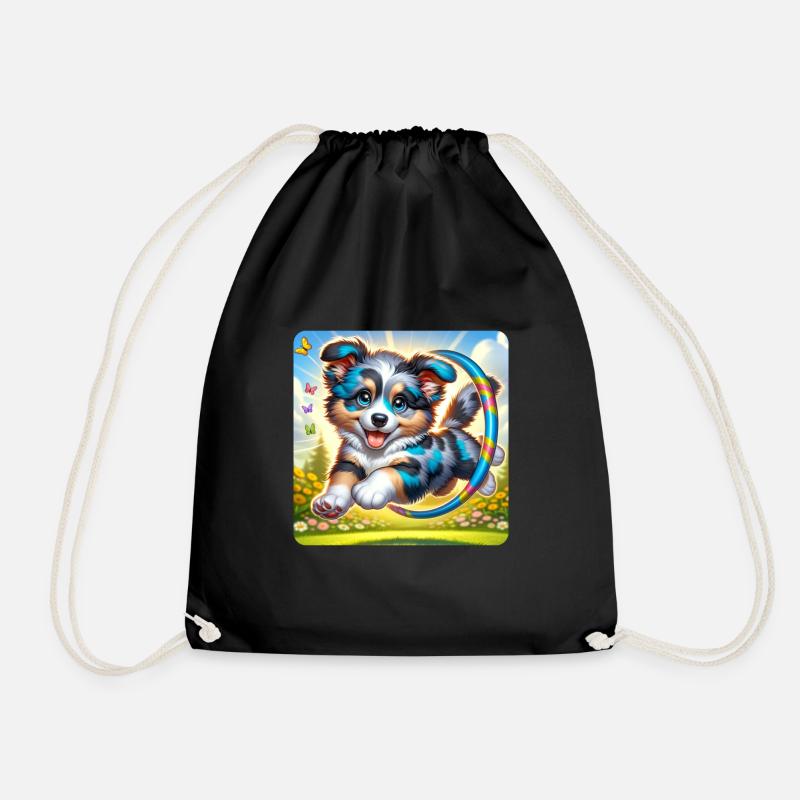 Cute puppy - Drawstring Bag - black
