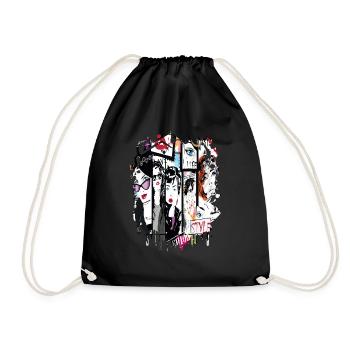 Fashion Cute Retro Style Trendy 90s Funny Vogue - Drawstring Bag - black - Front