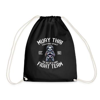 Muay Thai Fight Team Sloth - MMA und Thaiboxen - Turnbeutel - Schwarz - Vorne