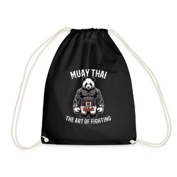 Muay Thai Panda - Kickboxen und Panda Thai Boxen - Turnbeutel - Schwarz - Vorne