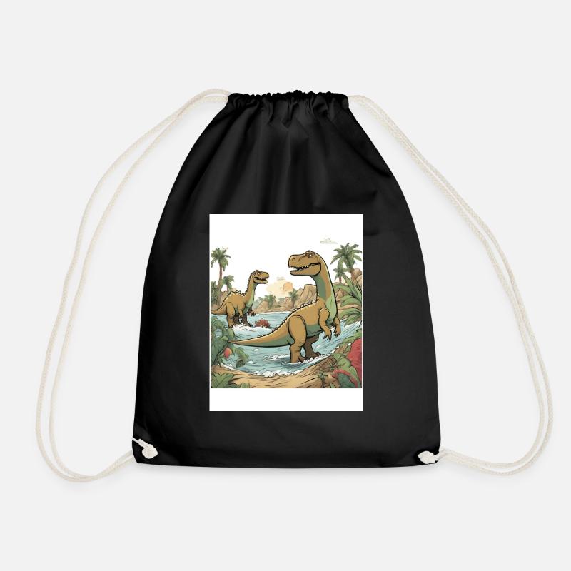 Dinosaur Adventure - Drawstring Bag - black