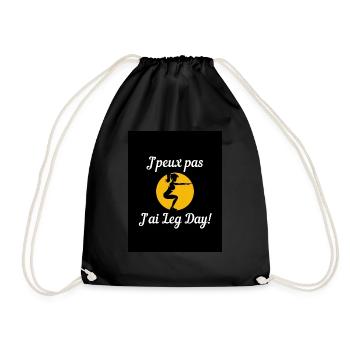 Gamme de vêtement "J'peux pas, j'ai leg day!" - Sac de sport léger - noir - Devant