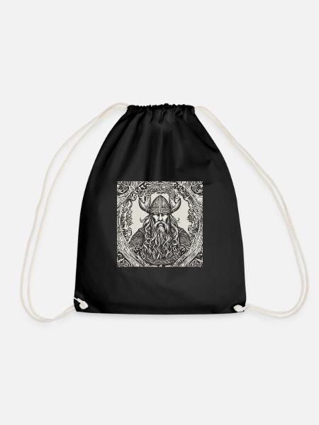 Viking Artwork - Drawstring Bag - black