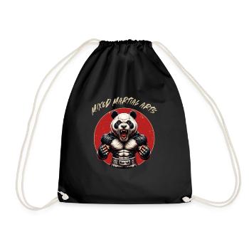 MMA Panda - Käfigkampf und Freikampf - Turnbeutel - Schwarz - Vorne