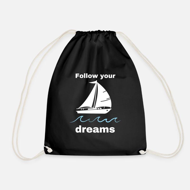 follow your dreams Segelboot - Turnbeutel - Schwarz