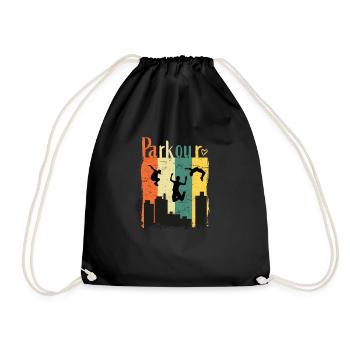 Parkour avec parkour runner dans un style rétro - Sac de sport léger - noir - Devant