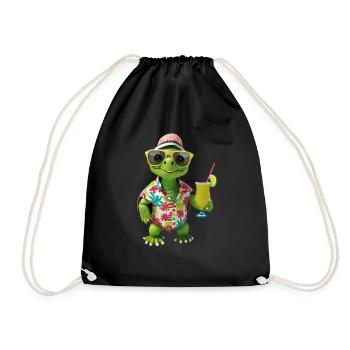 Ne vous dépêchez pas, soyez heureux, mignonne petite tortue tortue - Sac de sport léger - noir - Devant