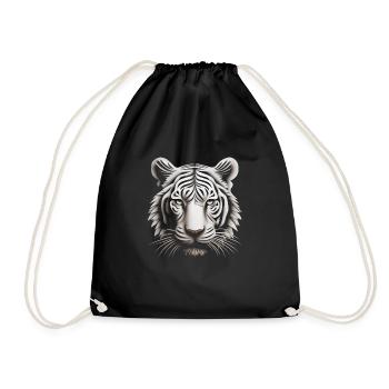 Enigmatic Op Art Tiger Illusion Artwork - Drawstring Bag - black - Front