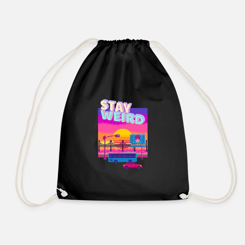 Stay Weird - Drawstring Bag - black