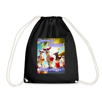 Sommer, Strand, Sangria - Turnbeutel - Schwarz - Vorne