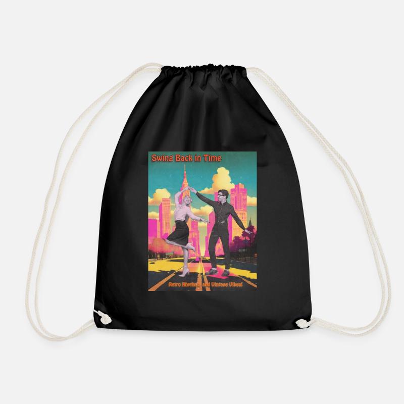 Retro Dance Vibes - Drawstring Bag - black