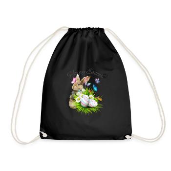 Panier de Pâques avec lapin de Pâques et papillons - Sac de sport léger - noir - Devant