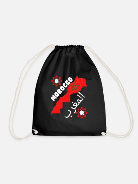 MOROCCAN DESIGN, moroccan flag, moroccan football - Sac de sport léger - noir