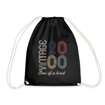 24. Geburtstag 2000 - Vintage Retro Geschenkidee - Turnbeutel - Schwarz - Vorne