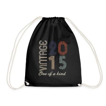 9th Anniversary 2015 - Vintage Retro Gift Idea - Drawstring Bag - black - Front