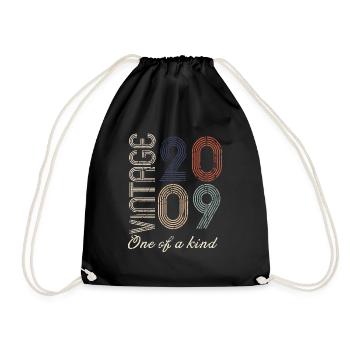15th Anniversary 2009 - Vintage Retro Gift Idea - Drawstring Bag - black - Front