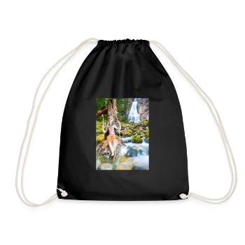 Jeune fille sur balancelle avec cascade d’eau - Sac de sport léger - noir - Devant