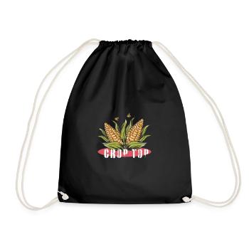 Crop Top Corn Tshirt, Harvest, Iowa Proud - Drawstring Bag - black - Front