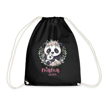 Mama est 2024 I Panda Bear Mum I First Time Mom - Drawstring Bag - black - Front