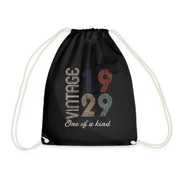 95th Birthday 1929 - Vintage Retro Gift Idea - Drawstring Bag - black - Front